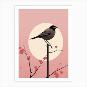 Minimalist Blackbird 2 Illustration Art Print