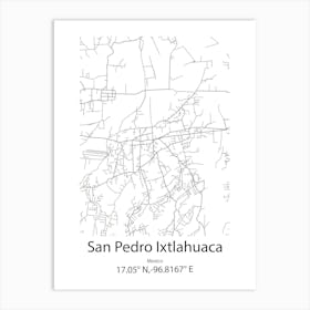 San Pedro Ixcatlan,Mexico Minimalist Map Art Print