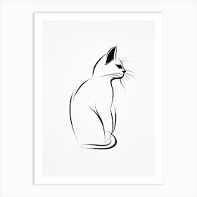 Black And White Ink Cat Line Drawing 7 Art Print