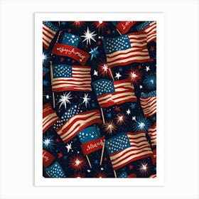 4th Of July Seamless Pattern Art Print