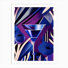 Blueberry Daiquiri Cocktail Poster Art Deco Cocktail Poster Art Print