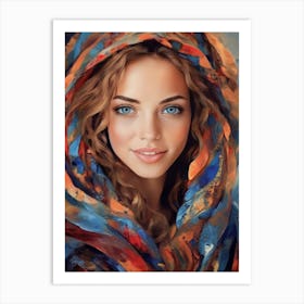 Portrait Of A Beautiful Woman High Quality Art Print