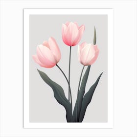 Minimalist Pink Tulips Art Print