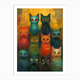 Beautiful Painting Funky Cats 2 Art Print