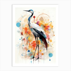 Bird Painting Collage Crane 2 Art Print