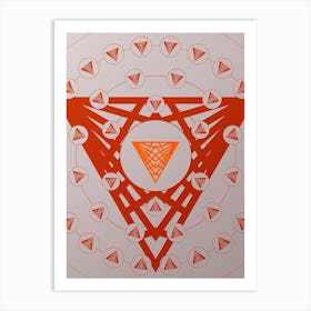 Geometric Glyph Abstract Circle Array in Tomato Red n.0158 Art Print