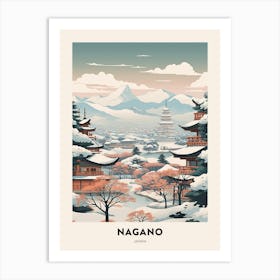 Vintage Winter Travel Poster Nagano Japan 2 Art Print