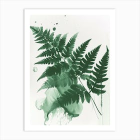 Green Ink Painting Of A Holly Fern 3 Art Print