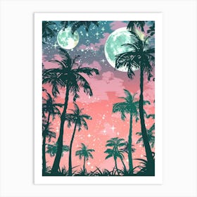 Palm Trees In The Night Sky Art Print