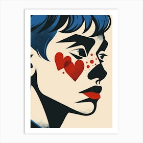 Girl With Hearts On Her Face 1 Art Print