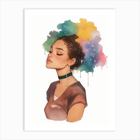 Rainbow Afro Girl Art Print