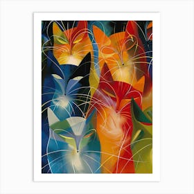 Cats In A Row Art Print