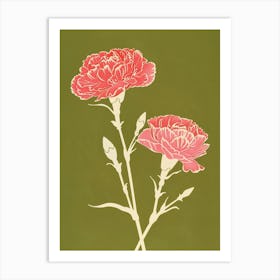 Pink & Green Carnation 2 Art Print