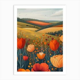 Poppies In The Field Art Print