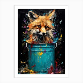 Scavenger Fox Blue Painting 6 Art Print