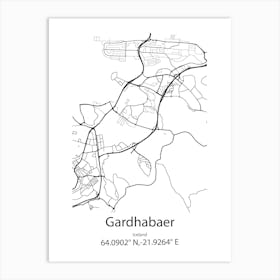 Gardhabaer,Iceland Minimalist Map Art Print