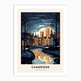 Winter Night  Travel Poster Cambridge United Kingdom 2 Art Print