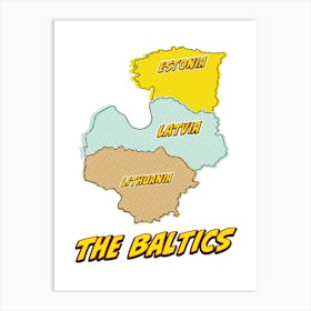 Pop Art Map of The Baltics 1 Art Print