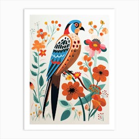 Scandinavian Bird Illustration American Kestrel 3 Art Print