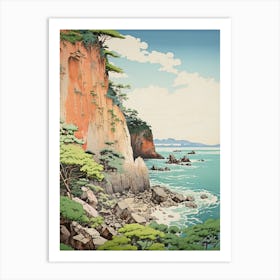 Tojinbo Cliffs In Fukui, Ukiyo E Drawing 2 Art Print