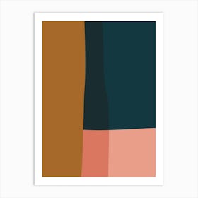 Abstract 1 Blue Brown Pink Art Print