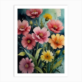 Watercolor Flowers 1 Art Print