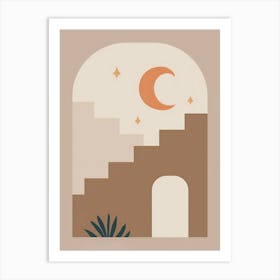 Moon And Stairs Art Print