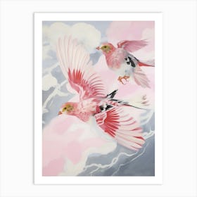 Pink Ethereal Bird Painting Finch 4 Art Print
