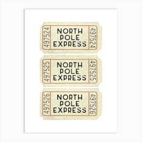 North Pole Express Ticket Art Print