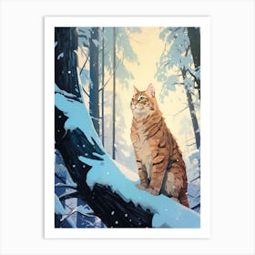 Winter Bobcat 3 Illustration Art Print