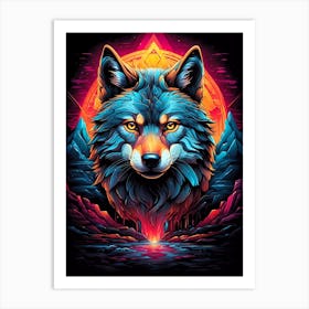 Psychedelic Wolf 7 Art Print