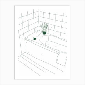 Bath Illustration Green  Art Print