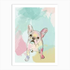 French Bulldog Pastel Line Watercolour Illustration  1 Art Print