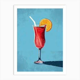 Red Cocktail In A Glass, Mid century Art Print