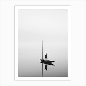 fishing boat black and white Art Print
