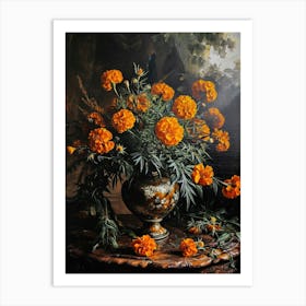 Baroque Floral Still Life Marigold 4 Art Print