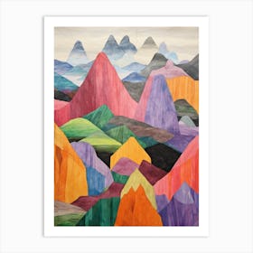 Puncak Jaya Indonesia 2 Colourful Mountain Illustration Art Print