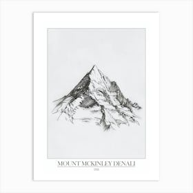 Mount Mckinley Denali Usa Line Drawing 3 Poster Art Print