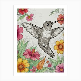 Hummingbird Coloring Page Art Print