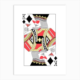 King Playing Card Maximalist Red Print Lucky You Dopamine Decor Art Print