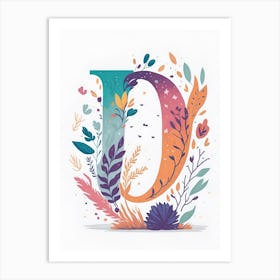 Colorful Letter D Illustration 13 Art Print