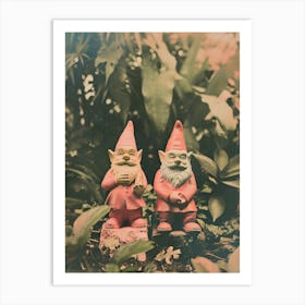 Retro Photo Of Gnomes In The Garden 3 Art Print