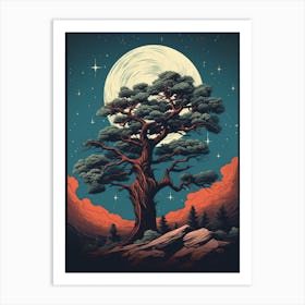  Retro Illustration Of A Joshua Tree With Starry Sky 1 Art Print