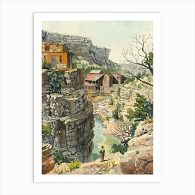 Storybook Illustration Mount Bonnell Austin Texas 1 Art Print