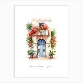 Palma De Mallorca, Spain   Mediterranean Doors Watercolour Painting 3 Poster Art Print