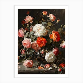 Baroque Floral Still Life Rose 2 Art Print