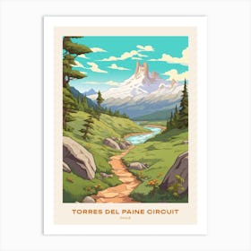 Torres Del Paine Circuit Chile 6 Hike Poster Art Print