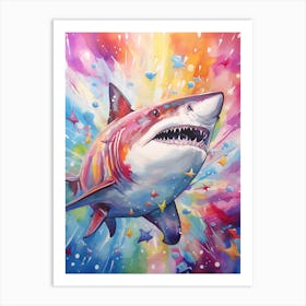  A Bull Shark Vibrant Paint Splash 1 Art Print