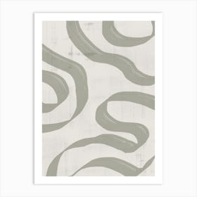 Wavy Lines Sage And White Colors Art Print