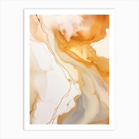 Ochre And White Flow Asbtract Painting 3 Art Print